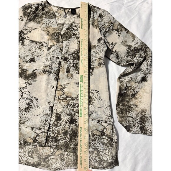 BKE Boutique women's Sm Long  Sleeve Blouse shell brown & cream Work Casual Wear - Picture 5 of 7